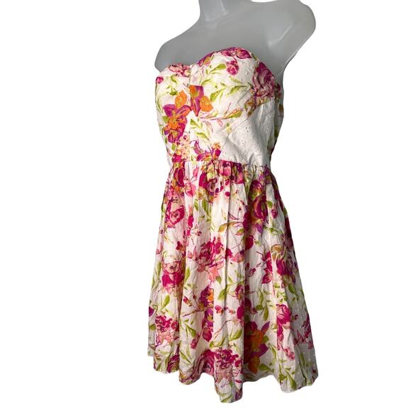Speechless Strapless Mini Dress Size 7 Cute Retro Floral Style Summer Party - Picture 2 of 8